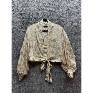 NWT Stine Goya Glenda Lurex Dots Chiffon Metallic Silk Blouse Cloud Women Size S